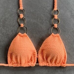 Orange Textured Bikini Top